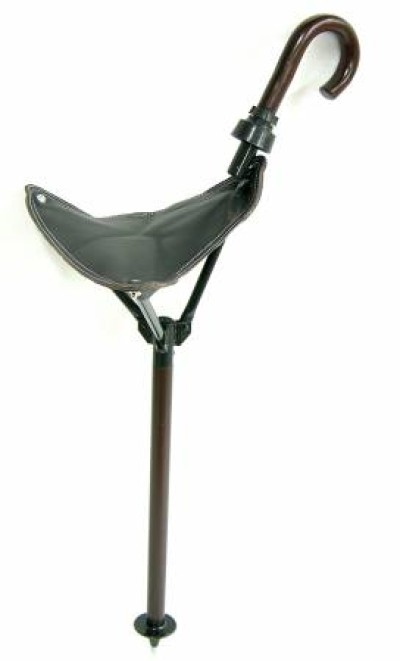 RA SPORT sgabello legno e pelle con manico a ombrello