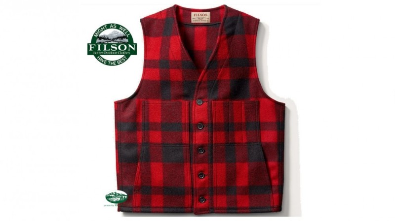 FILSON Gilet Mackinaw quadri rosso