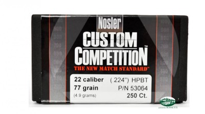 NOSLER palle CUSTOM COMPETITION cal.22 (224) - 77gr  HPBT conf.250pz. 53064