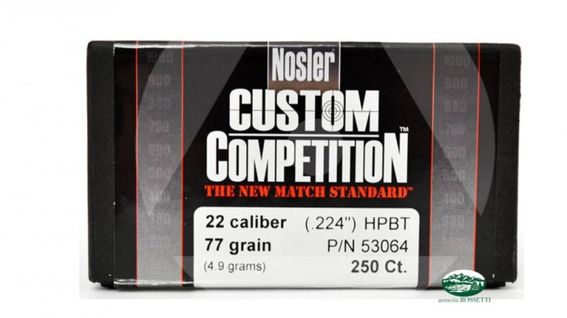 NOSLER palle CUSTOM COMPETITION cal.22 (224) - 77gr  HPBT conf.250pz. 53064