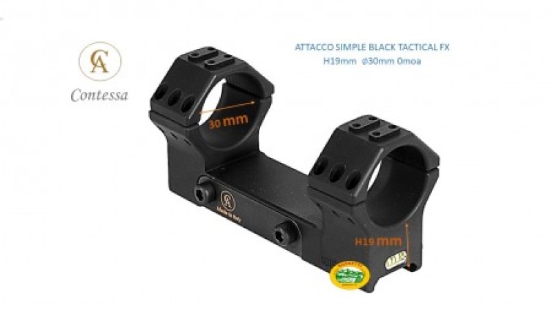 CONTESSA anelli simple black tactical FX 30 mm H19 - 0 moa - SBTFX02