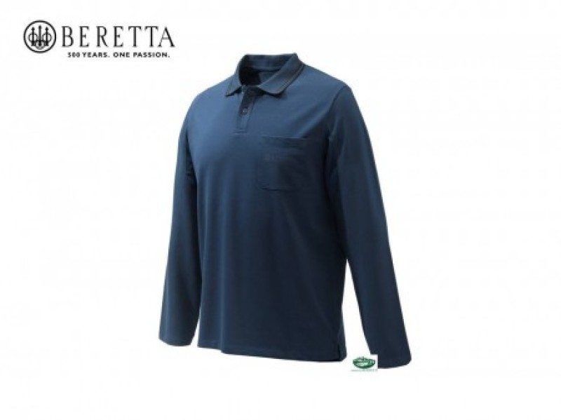 BERETTA Polo Airmesh Manica Lunga blu MP451