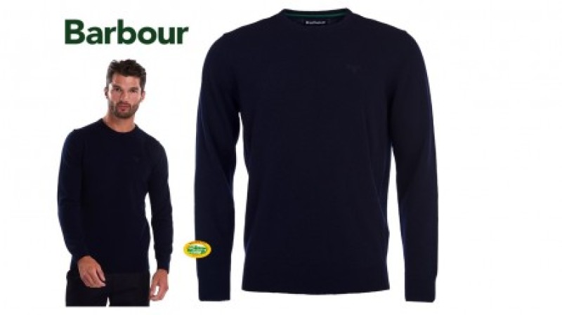 BARBOUR Maglia girocollo Essential Lambswool blu