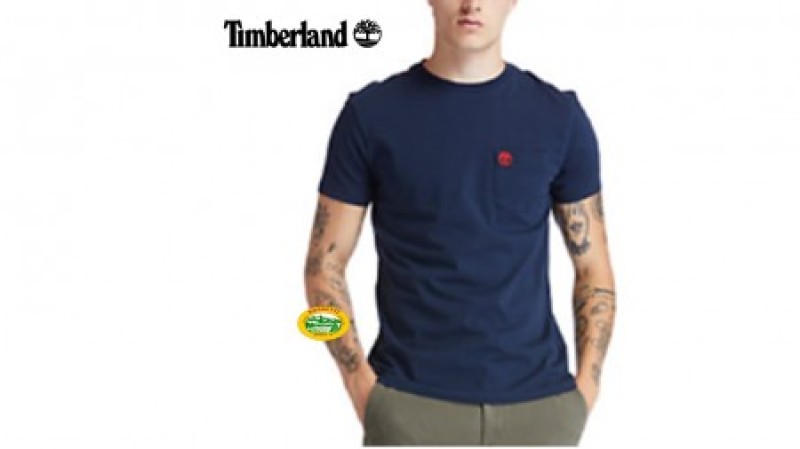 TIMBERLAND T-shirt Dunstan Rive blu marino con tasca sul petto 