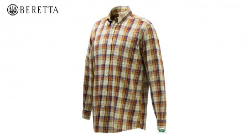 BERETTA Camicia Wood beige e red LU210