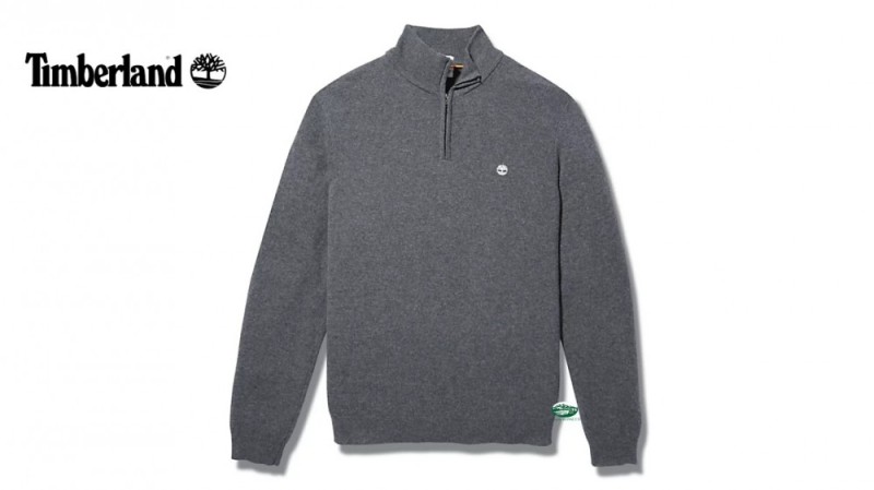 TIMBERLAND Maglia mezza zip grigia merino