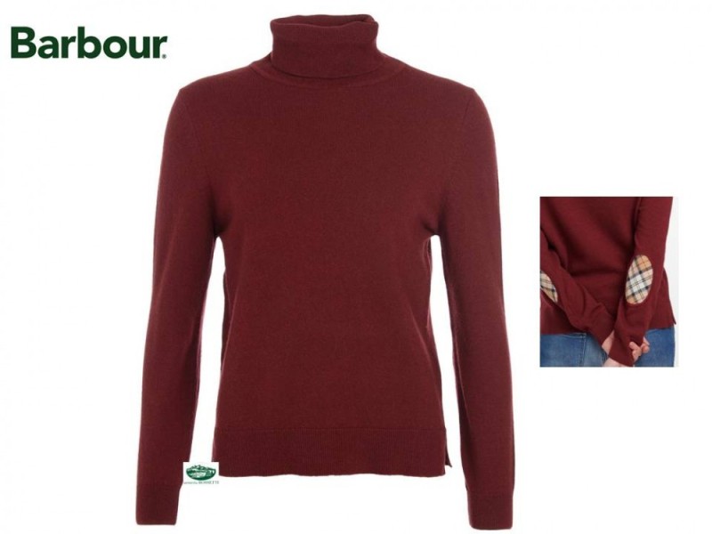 BARBOUR maglia PENDLE dolcevita bordeaux donna.