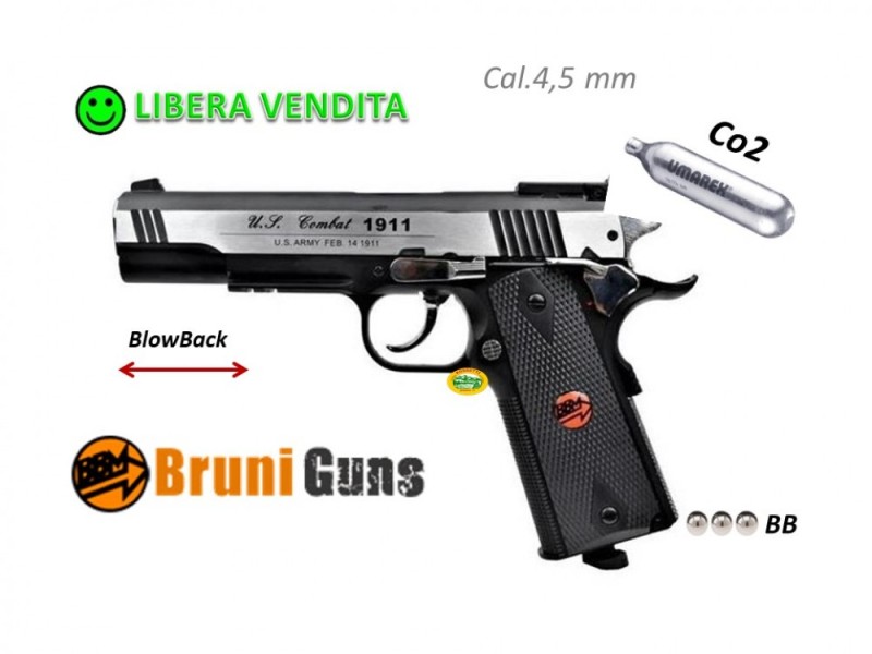 BRUNI US COMBAT Silver CO2 Full metal cal.4,5