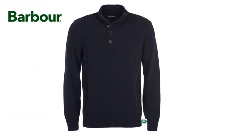 BARBOUR Maglia mezza zip Essential Lambswool blu