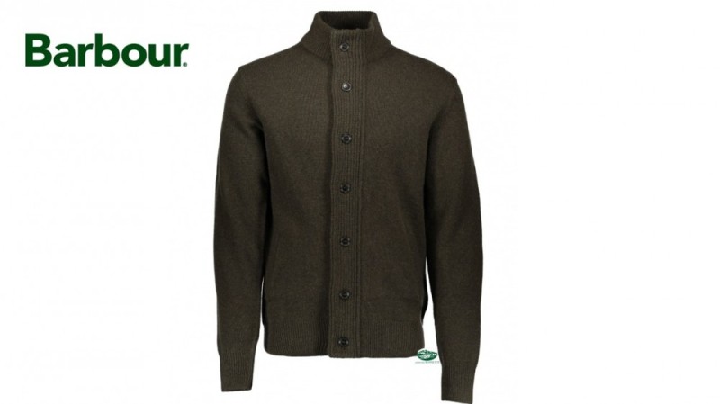 BARBOUR Maglia zip Essential Lambswool verde melange