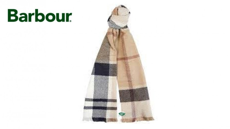 BARBOUR Sciarpa Blair tartan beige/blu