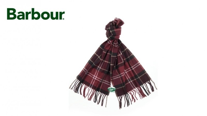 BARBOUR Sciarpa uomo Galingale tartan bordeaux