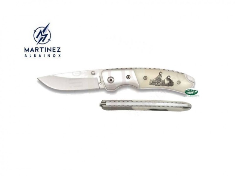 ALBAINOX Coltello manico in osso inciso pernice