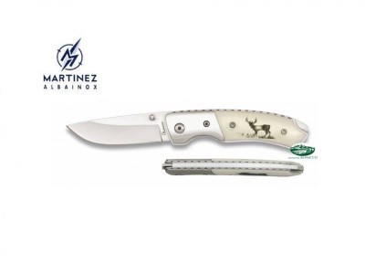 ALBAINOX Coltello Martinez in osso inciso cervo