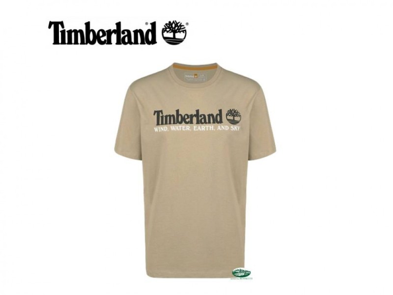TIMBERLAND T-shirt Girocollo beige con logo