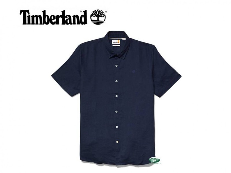 TIMBERLAND Camicia in lino uomo manica corta blu