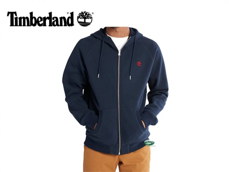 TIMBERLAND Felpa Exeter River con zip e cappuccio blu
