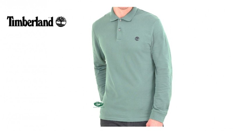 TIMBERLAND Polo pique m/l azzurro avio