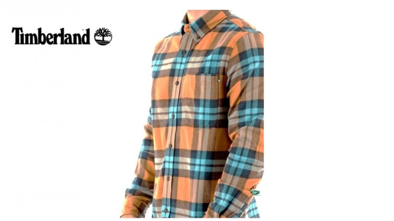 TIMBERLAND Camicia flanella quadro arancio/blu