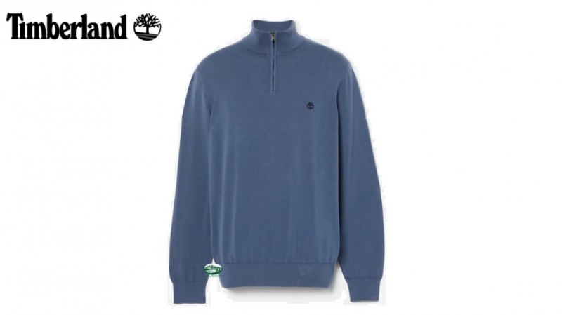 TIMBERLAND Maglia uomo mezza zip dark denim