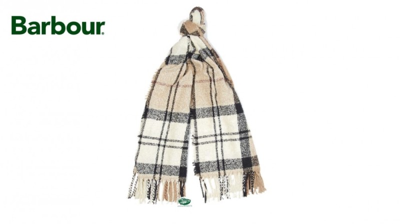 BARBOUR Sciarpa donna boucle tartan beige