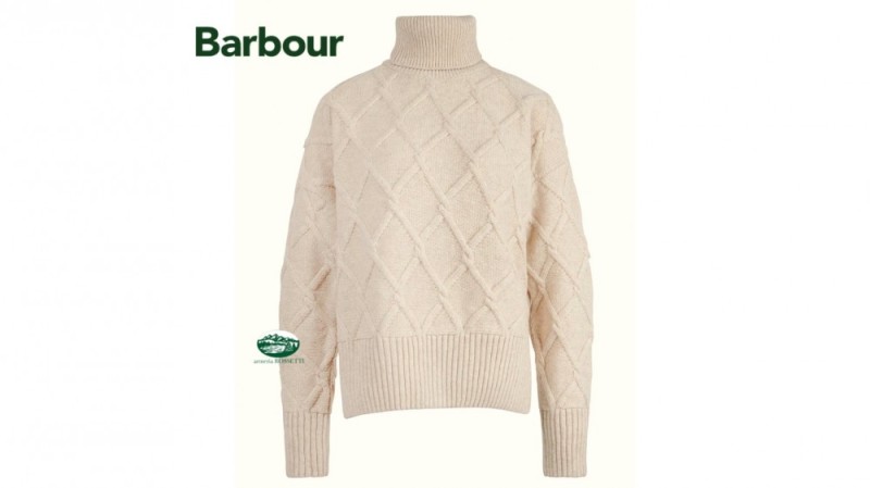 BARBOUR maglia LAVERNE dolcevita a trecce beige donna