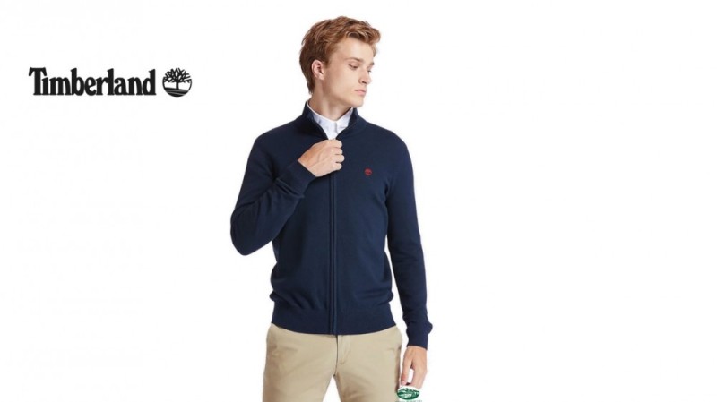 TIMBERLAND Maglia Williams uomo aperta cotone organico blu