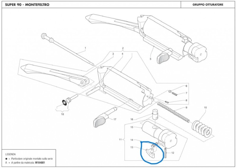 BENELLI Estrattore per tutti i semiauto destri - 034A