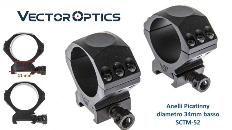 VECTOR OPTICS Anelli Picatinny diametro 34mm basso SCTM-52