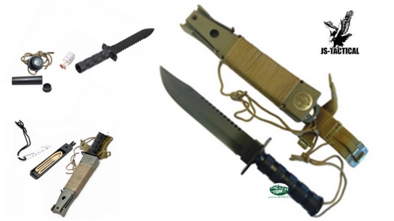 JS TACTICAL Coltello Rambo H5 lama fissa kit sapravvivenza