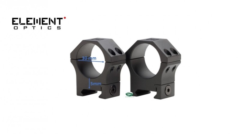 ELEMENT Anelli picatinny bassi 30 mm altezza 22mm 54009