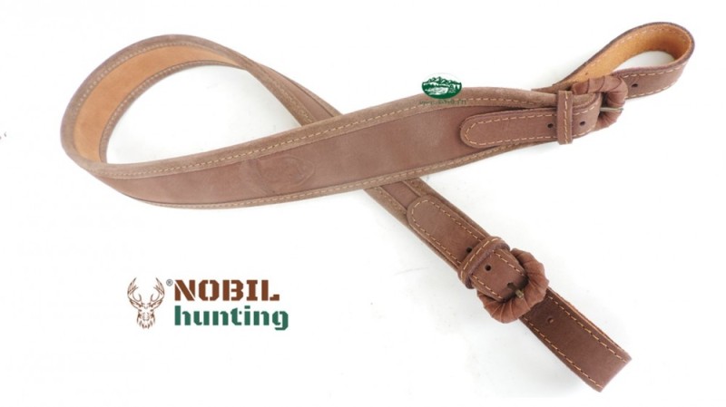 NOBIL Bretella carabina in pelle marrone 