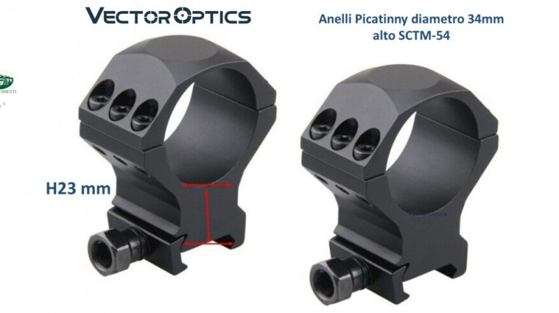 VECTOR OPTICS Anelli Picatinny diametro 34mm Alti SCTM-54