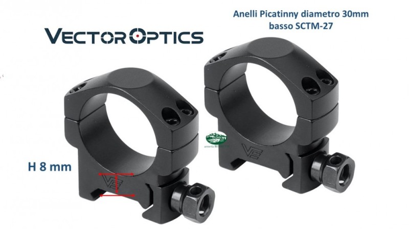 VECTOR OPTICS Anelli Picatinny diametro 30mm bassi SCTM-27