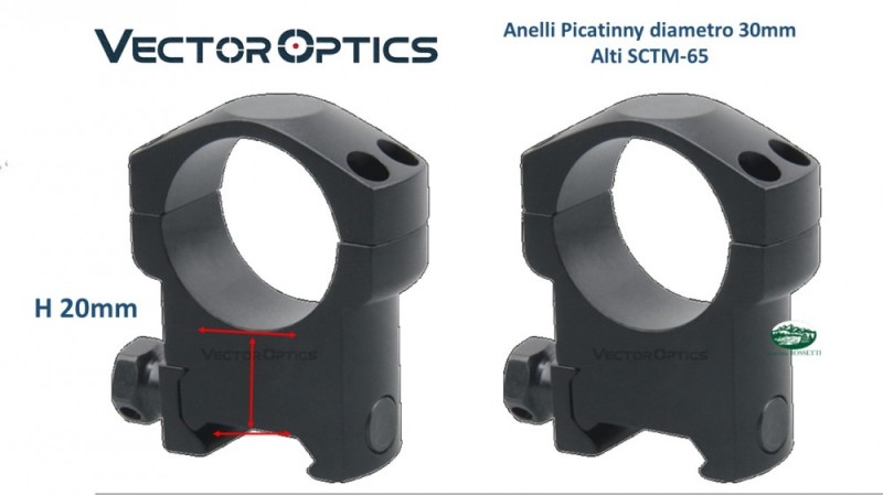VECTOR OPTICS Anelli Picatinny diametro 30mm Alti SCTM-65