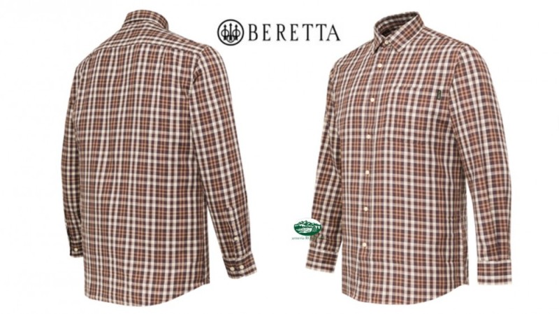BERETTA Camicia quadri Bryggen beige bordeaux LU382