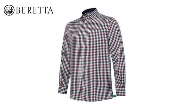 BERETTA Camicia quadri Ellis bianco e bordeaux LU322 