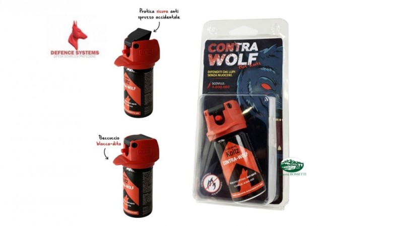 DEFENCE SYSTEM Spray al peperoncino antiaggressione Contra Wolf