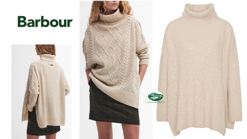 BARBOUR maglia Mantella Burne dolcevita a trecce beige donna