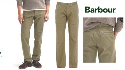 BARBOUR Pantaloni chino in cotone marrone chiaro