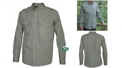 BENISPORT Camicia Safari verde in cotone