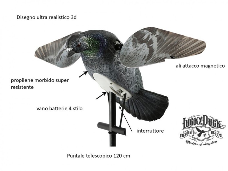 LUCKY DUCK colombaccio ali girevoli a batteria