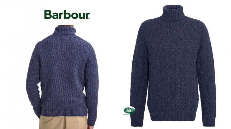 BARBOUR Maglia Daleside dolcevita a trecce blu