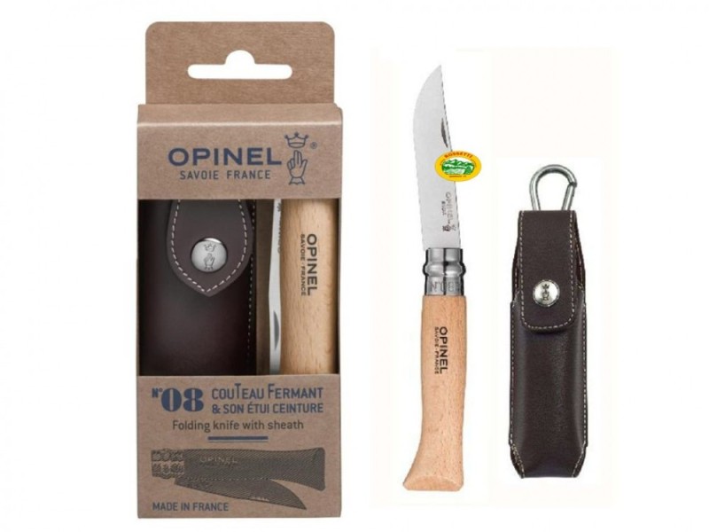 OPINEL Coltello n.8 outdoor con fodero in pelle