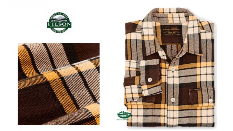 FiLSON Camicia vintage flanella quadro Marrone/Giallo/Multiplaid
