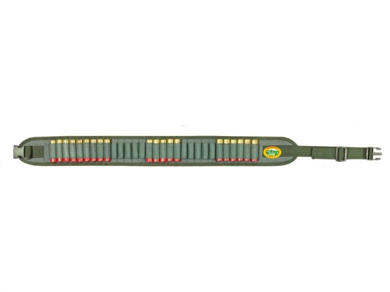 HTG cartuccera poliestere foderata 26 celle elastiche - cal.12 - 16 - 20 verde