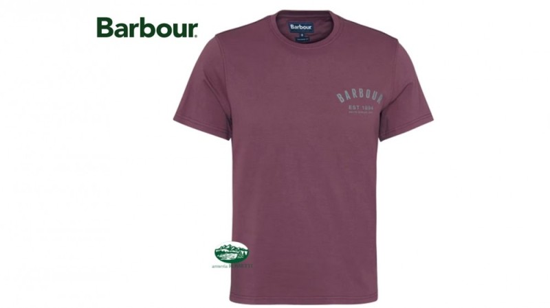 BARBOUR T-shirt Preppy girocollo bordeaux