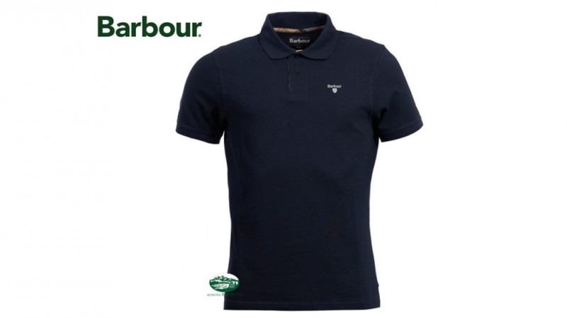 BARBOUR Polo uomo cotone pique blu