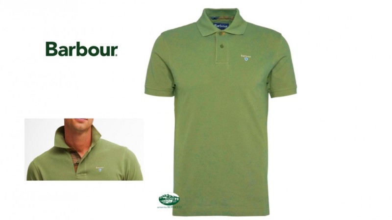 BARBOUR Polo uomo cotone pique verde