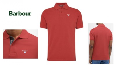 BARBOUR Polo uomo cotone pique rosso mattone